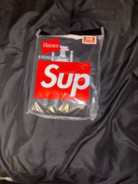 Hanes Black Tanks with Red Logo Packaging